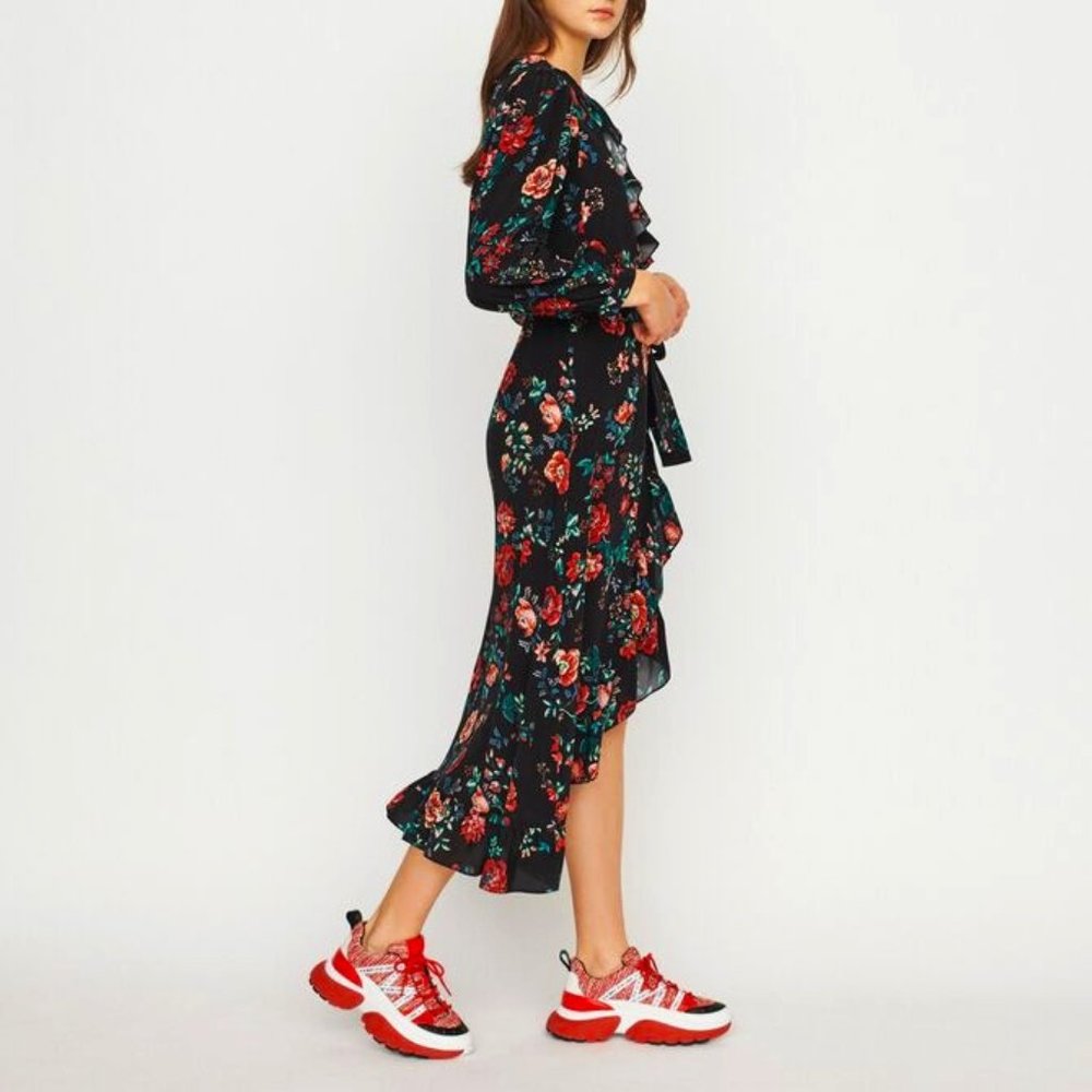 Maje Long Floral Printed Wrap Dress